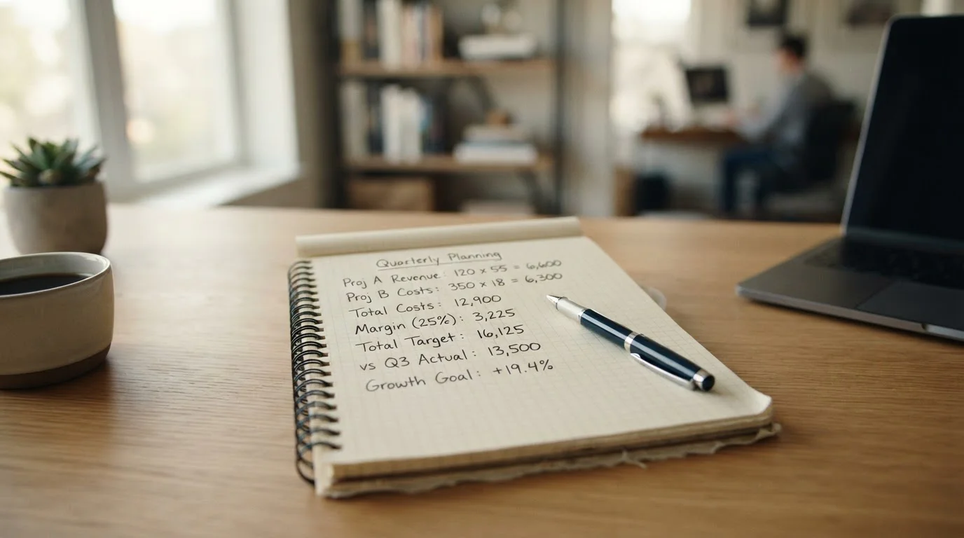 Cuaderno con cálculos de requisitos de apuesta escritos a mano