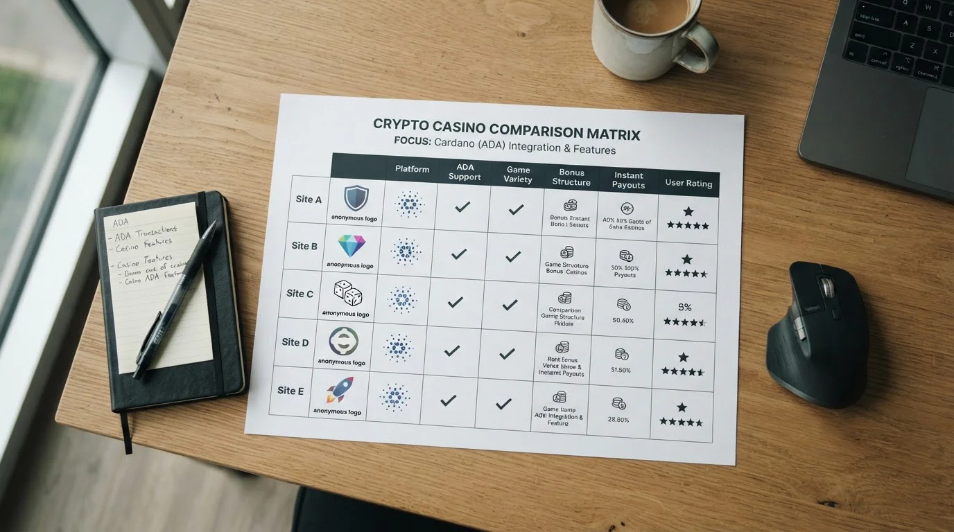 Comparativa visual de logos genéricos de casinos crypto con símbolos de criptomonedas