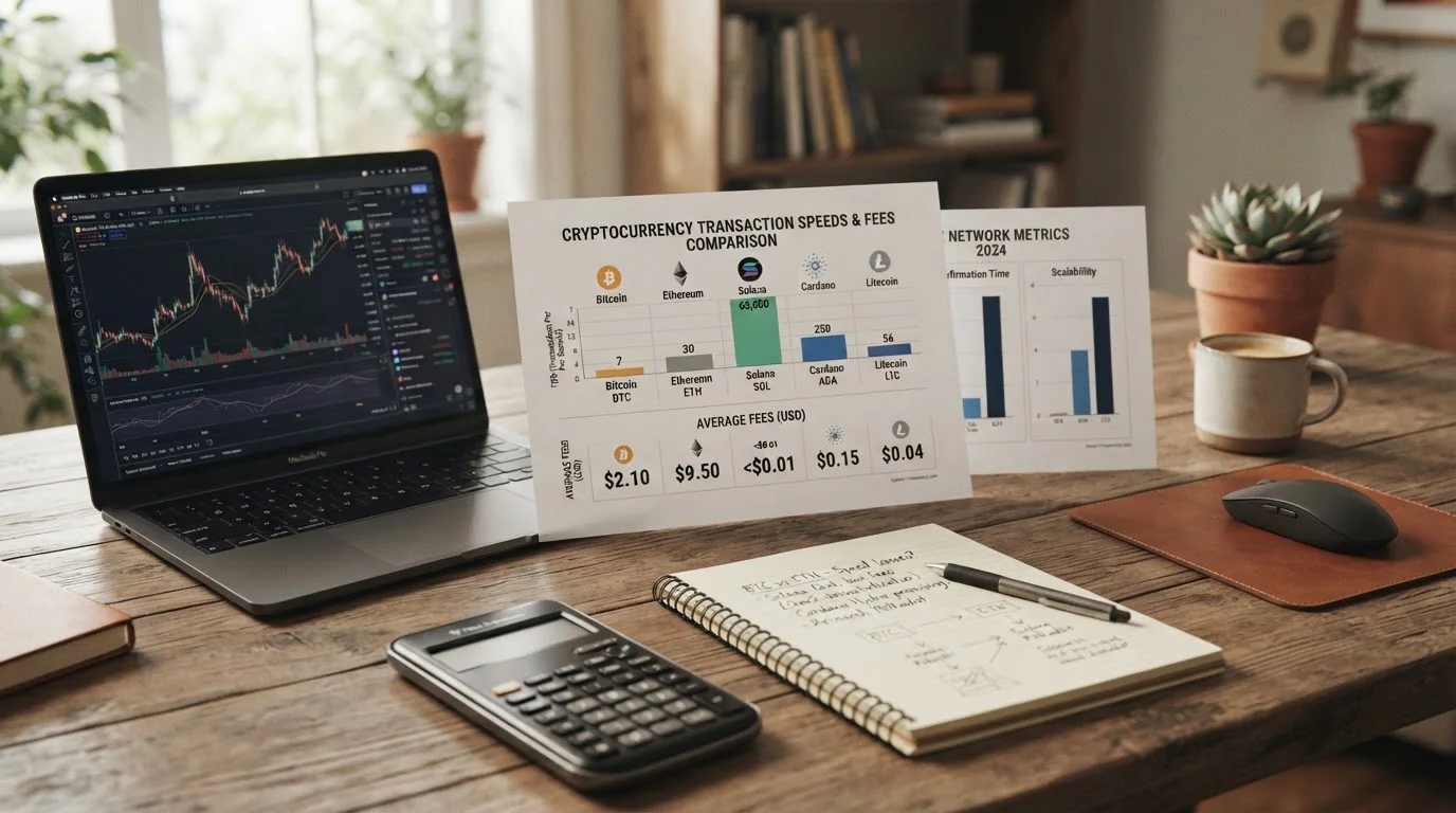 Tabla comparativa de velocidades de retiro y comisiones entre diferentes criptomonedas en casinos