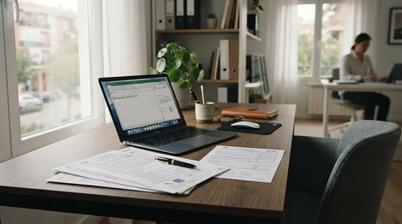 Documentos fiscales sobre escritorio ordenado