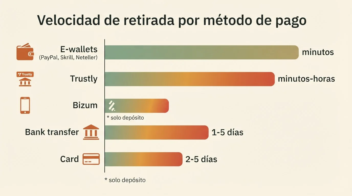 Comparativa de velocidad entre métodos de pago