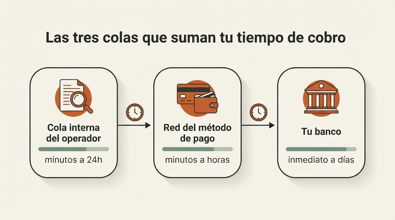 Diagrama de las tres colas de tiempo en una retirada