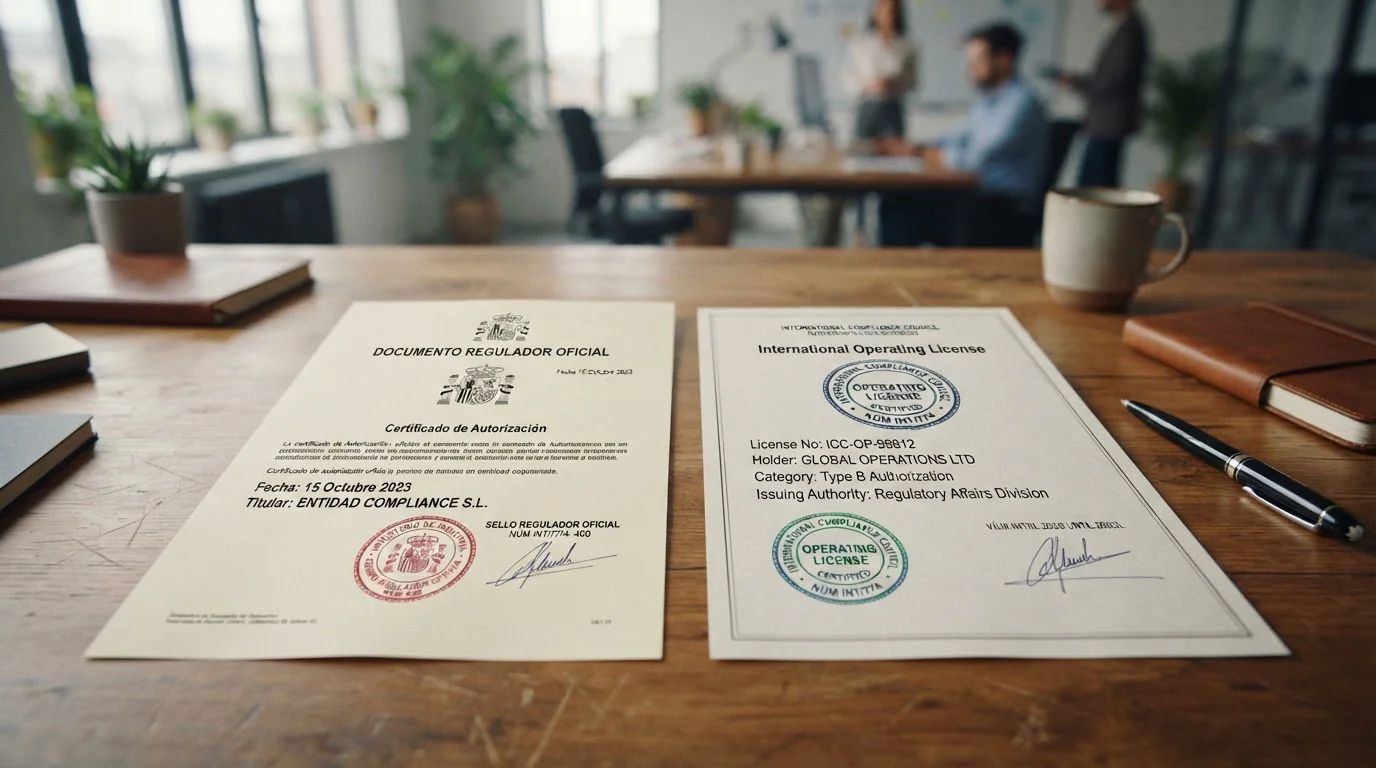 Comparación visual entre documentos de licencia DGOJ y offshore