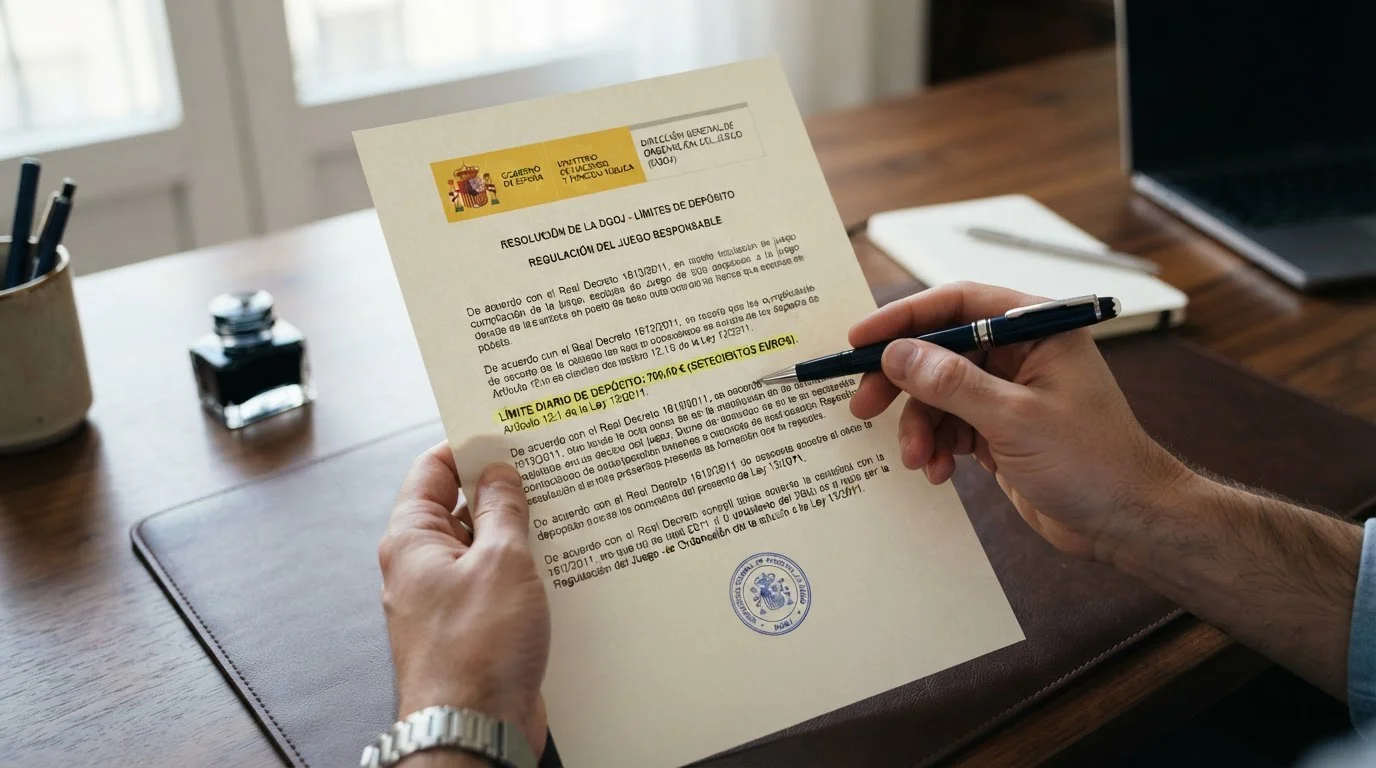 Documento oficial DGOJ destacando límite de 700 euros diarios