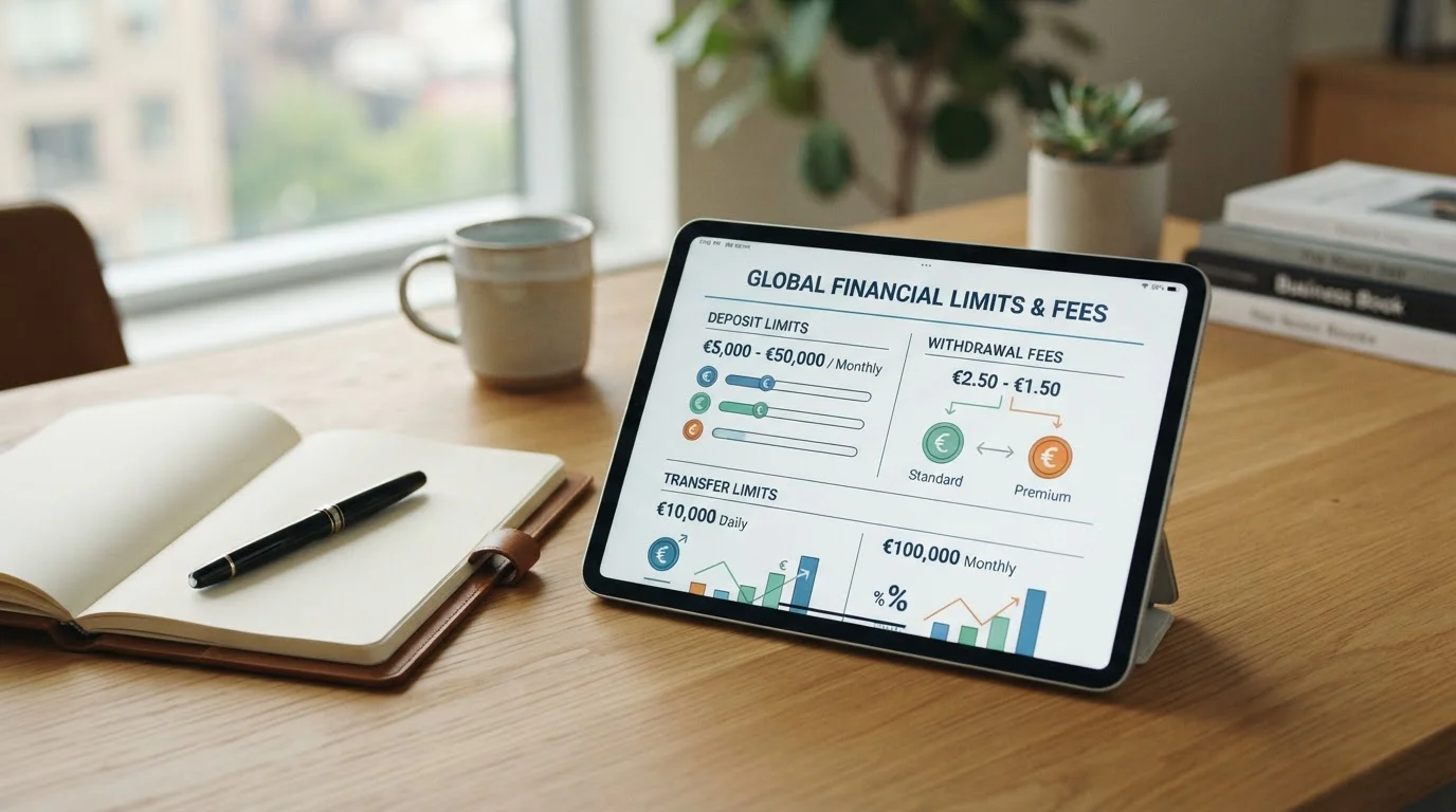 Infografía de límites y comisiones Halcash con rangos de euros