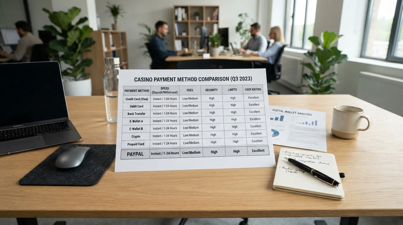 Comparativa visual de operadores de casino con y sin PayPal
