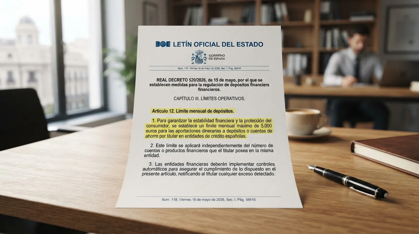 Documento oficial del Real Decreto 520/2026 sobre límites conjuntos de depósito en casinos españoles
