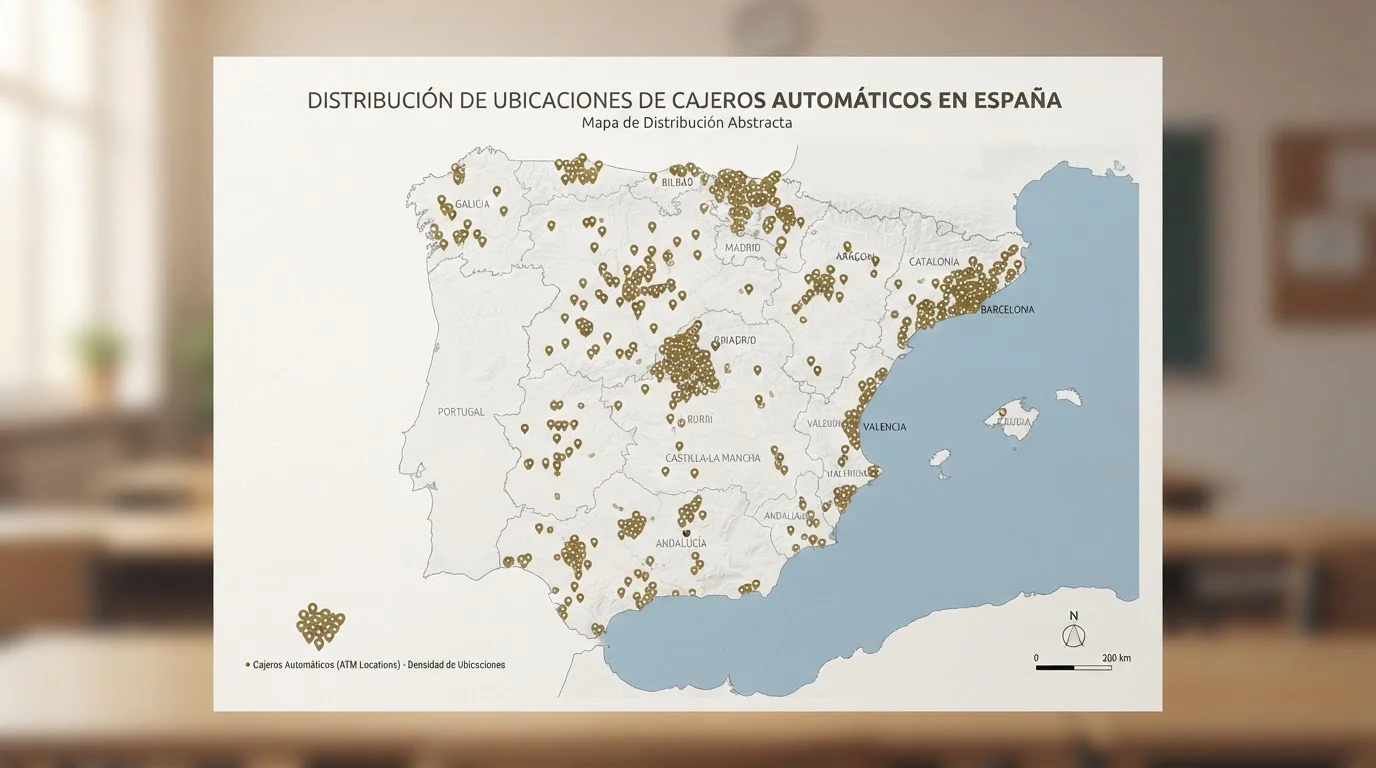 Mapa de España con distribución de cajeros Halcash por regiones