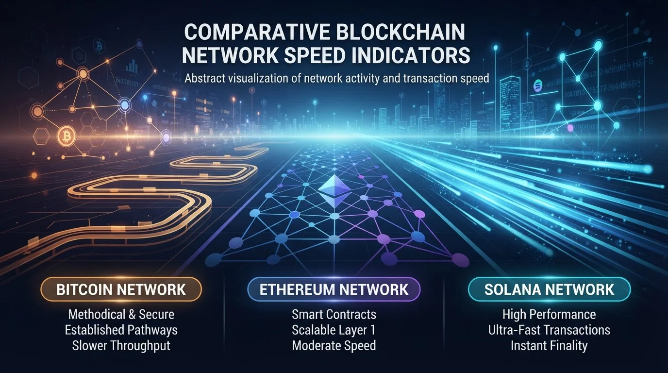 Comparativa de velocidad entre Solana, Bitcoin y Ethereum