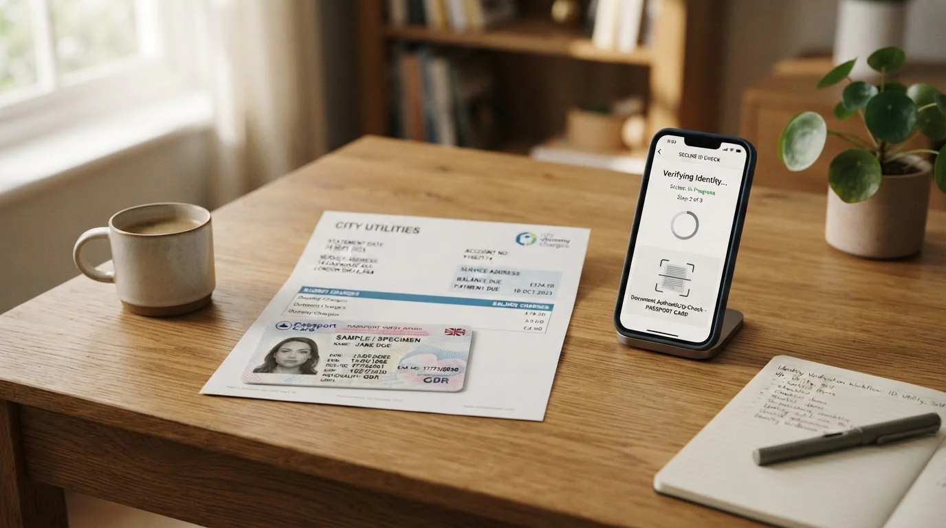 Proceso de verificación KYC con documentos DNI y comprobante domicilio para retiro casino
