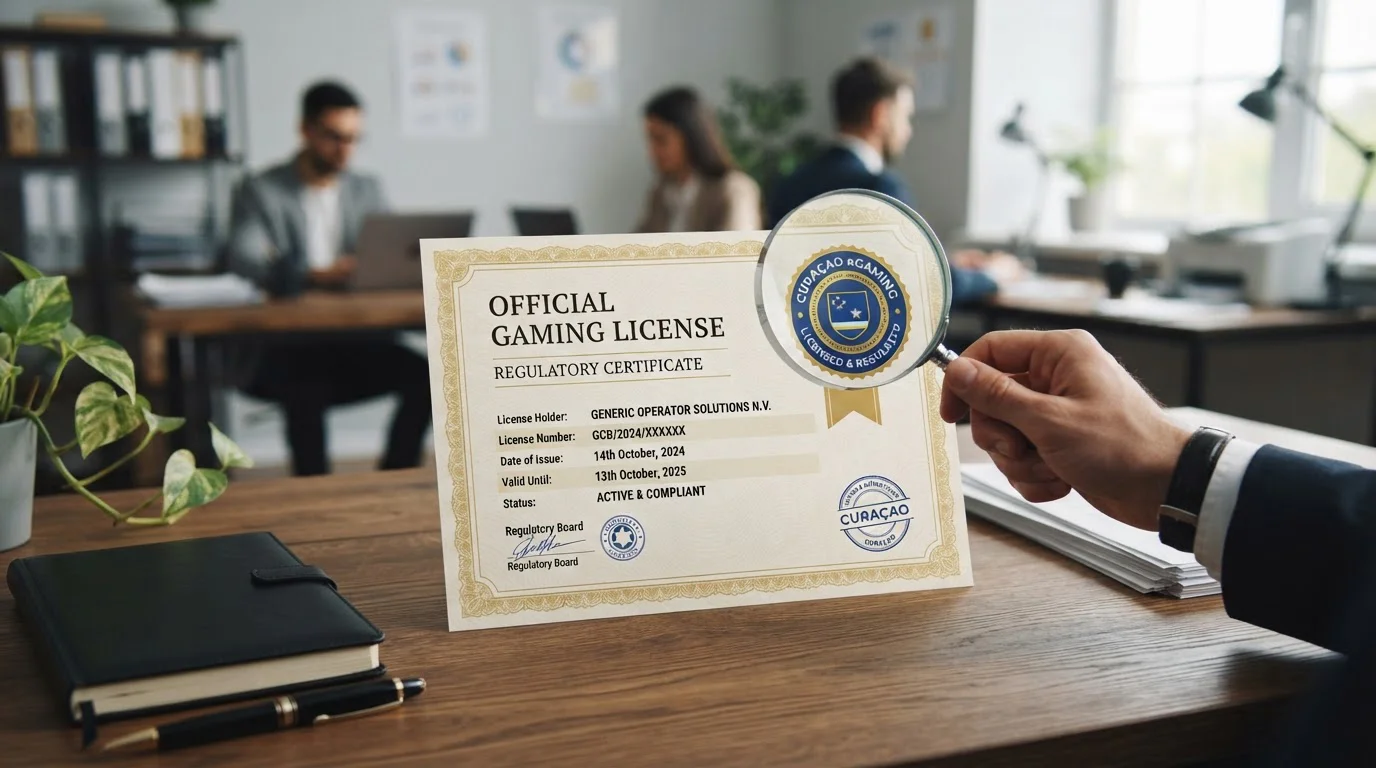 Registro de licencia de casino cripto Curaçao con número de verificación visible